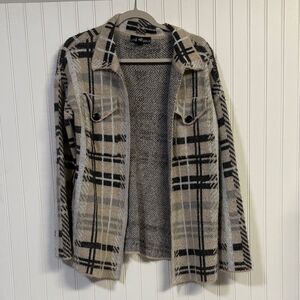 80 Park Plaid Cardigan Sweater Women's Petite M